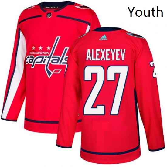 Youth Adidas Washington Capitals 27 Alexander Alexeyev Authentic Red Home NHL Jerse